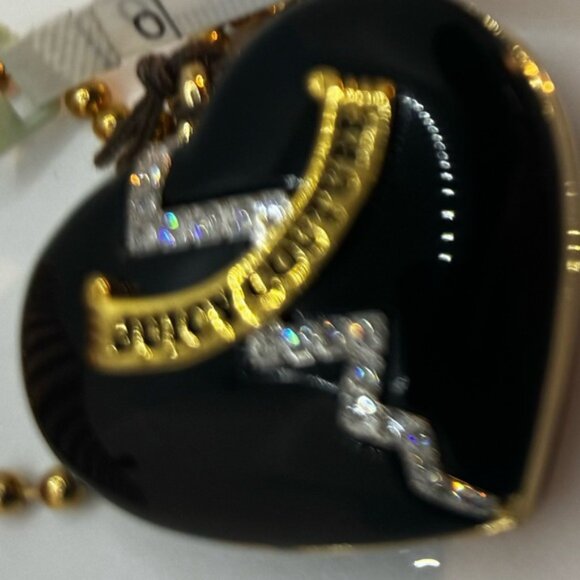 Juicy Couture NEW Vintage Y2K Enamel Heart Crystal Lip Gloss Pendant Necklace L - Picture 7 of 16